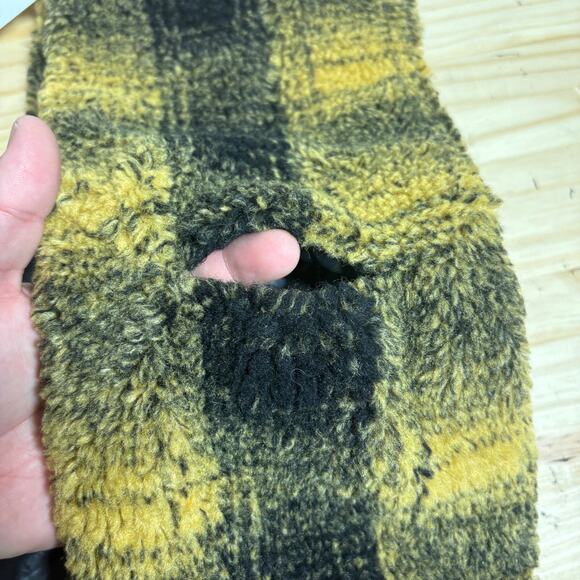 Adrienne Landau Womens One Size Faux Fur Scarf Neck Wrap Yellow Black Plaid - Picture 9 of 9